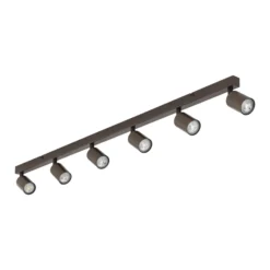 Plafón downlight Top, regulable, marrón, 6 luces lineales