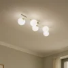 Plafón Drum, color dorado, cristal, longitud 80 cm, 5 luces
