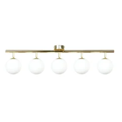 Plafón Drum, color dorado, cristal, longitud 80 cm, 5 luces