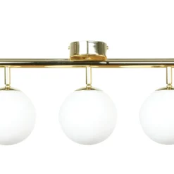 Plafón Drum, color dorado, cristal, longitud 80 cm, 5 luces