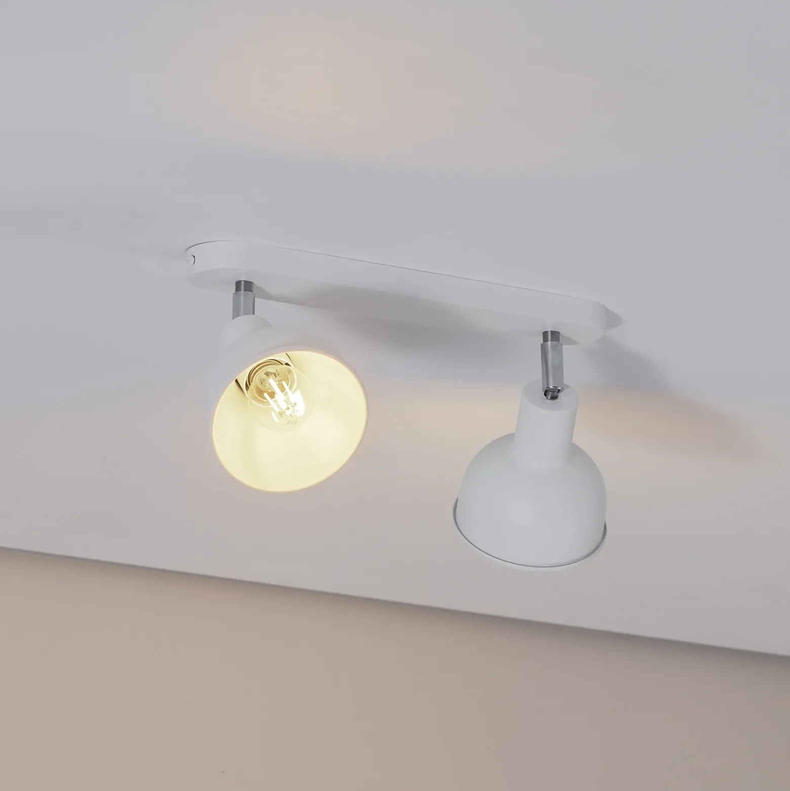 Plafón Elba, 34 cm, 2 luces, blanco, metal, E27