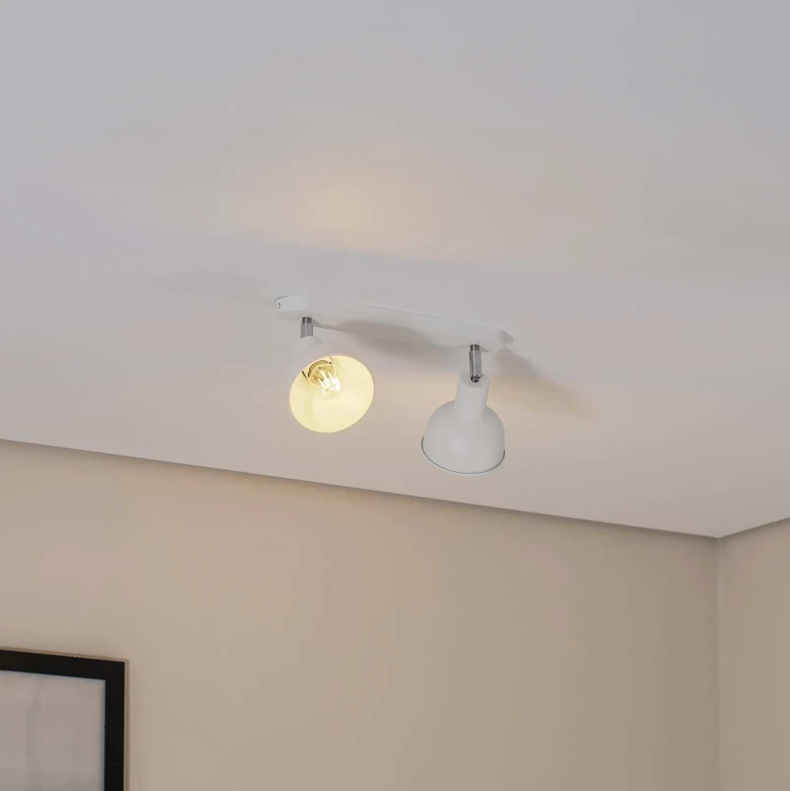 Plafón Elba, 34 cm, 2 luces, blanco, metal, E27