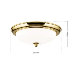 Plafón Empire, Ø 35,5 cm, dorado, cristal opal esmerilado