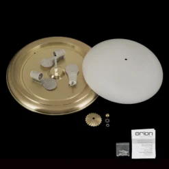 Plafón Empire, Ø 48 cm, latón envejecido, cristal opal mate