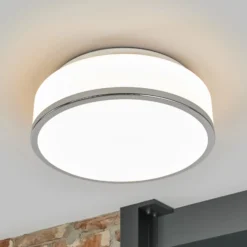 Plafón empotrable IP44, Ø 28cm, cromo