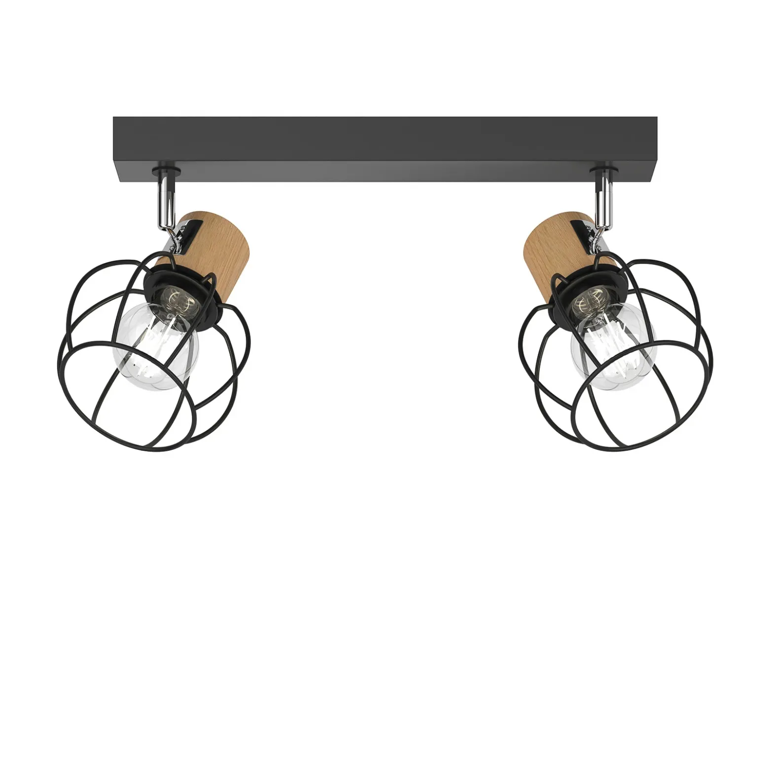 Plafón Envostar Fence de metal y madera, 2 luces.