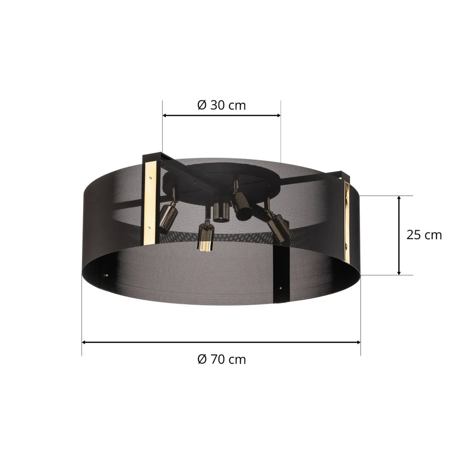 Plafón Etro, Ø 70 cm, negro/dorado