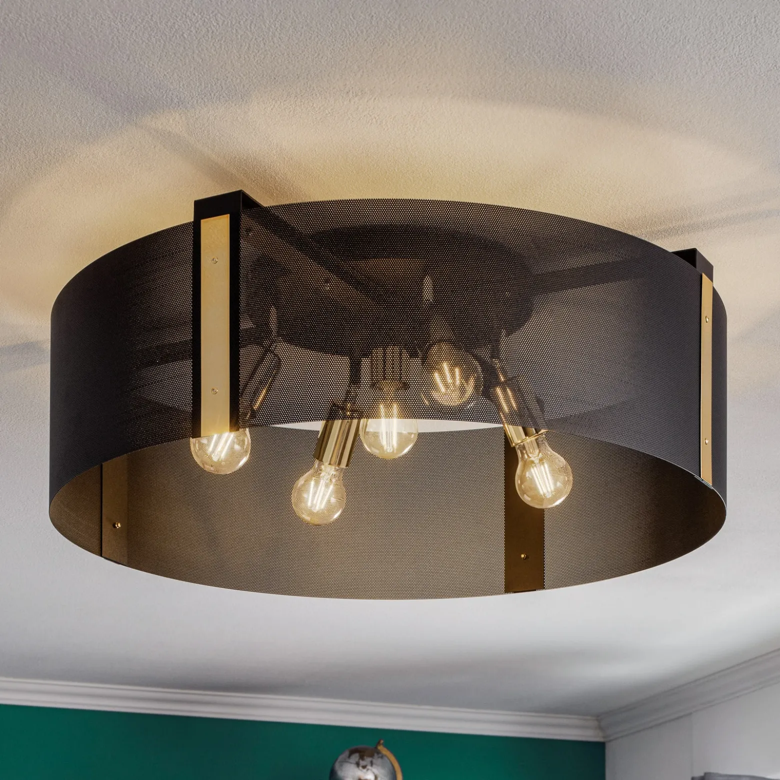Plafón Etro, Ø 70 cm, negro/dorado