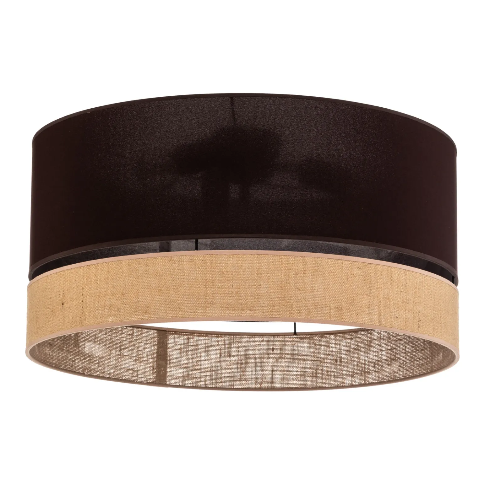 Plafón Euluna Levo, Ø60 cm, yute/marrón oscuro