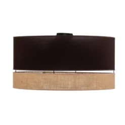 Plafón Euluna Levo, Ø60 cm, yute/marrón oscuro