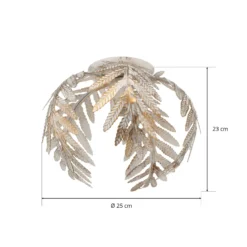 Plafón Felce en forma de helecho, marfil, Ø 25 cm