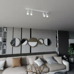 Plafón Flash, blanco, 4 luces, metal