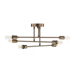 Plafón Flor 176, 6 luces, oro envejecido