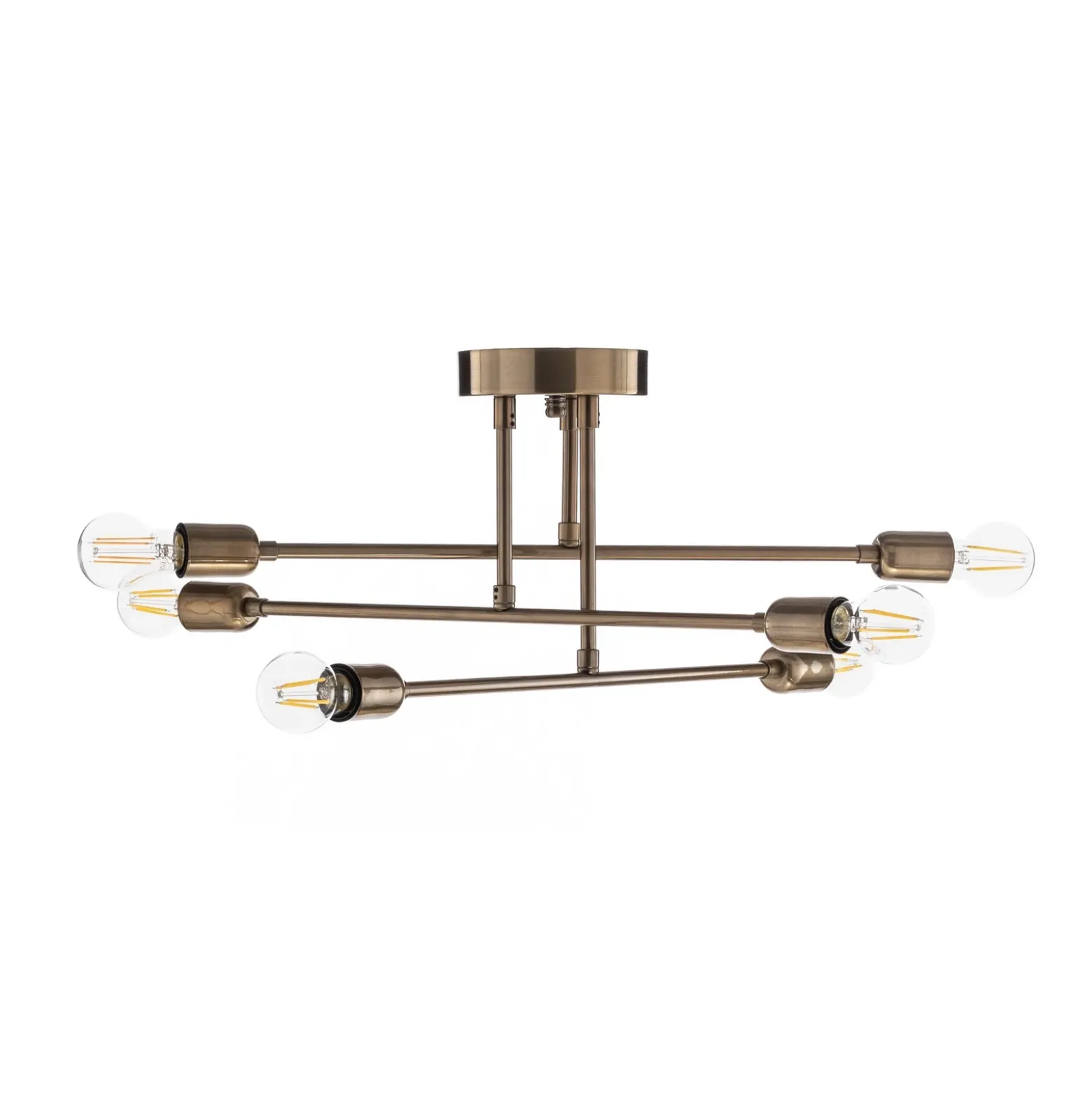 Plafón Flor 176, 6 luces, oro envejecido