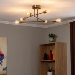 Plafón Flor 176, 6 luces, oro envejecido