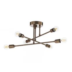 Plafón Flor 176, 6 luces, oro envejecido