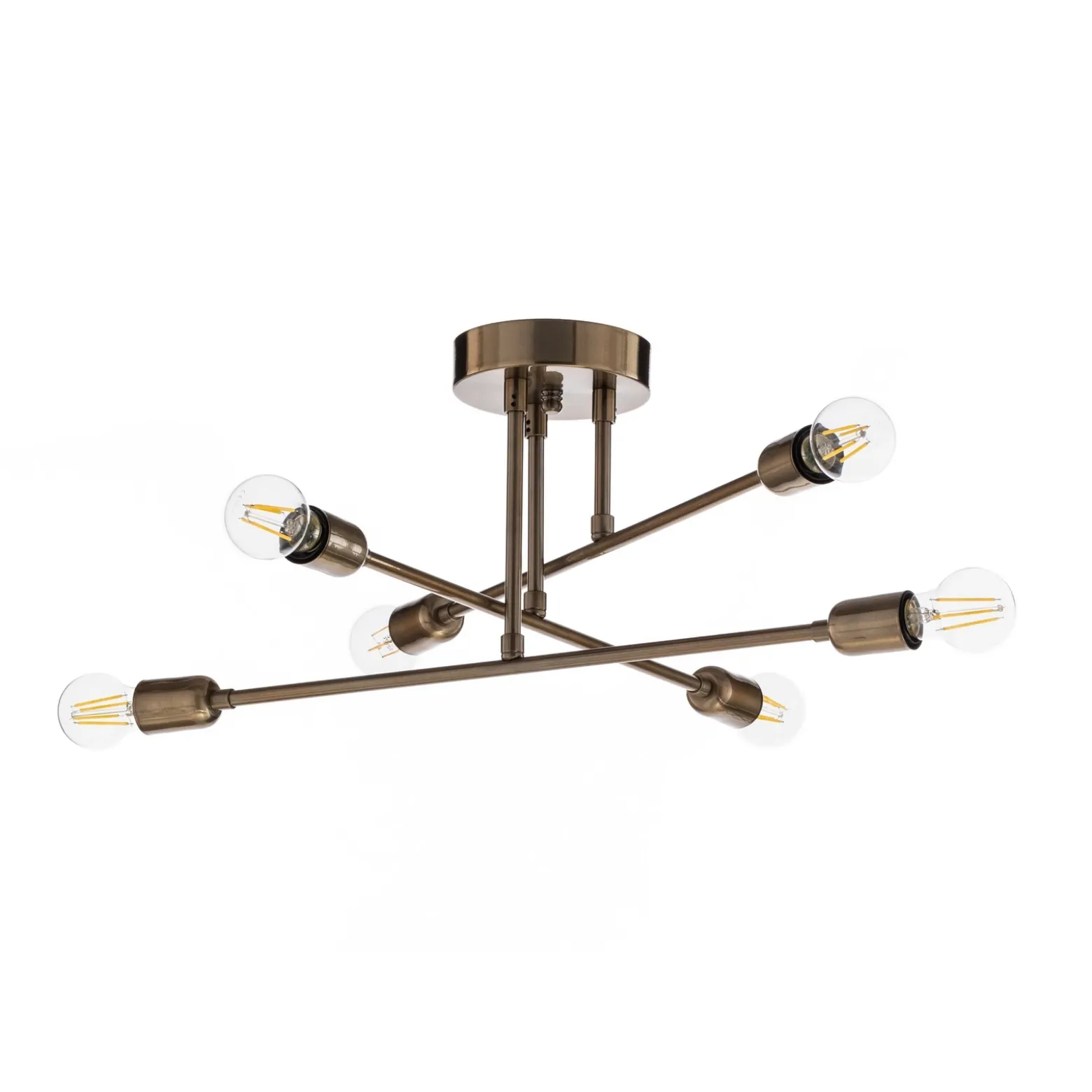Plafón Flor 176, 6 luces, oro envejecido