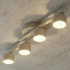 Plafón FRAGMENT, color beige, longitud 87 cm, 4 luces, metal