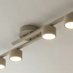 Plafón FRAGMENT, color beige, longitud 87 cm, 4 luces, metal