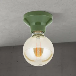 Plafón Frost, verde, cerámica, E27