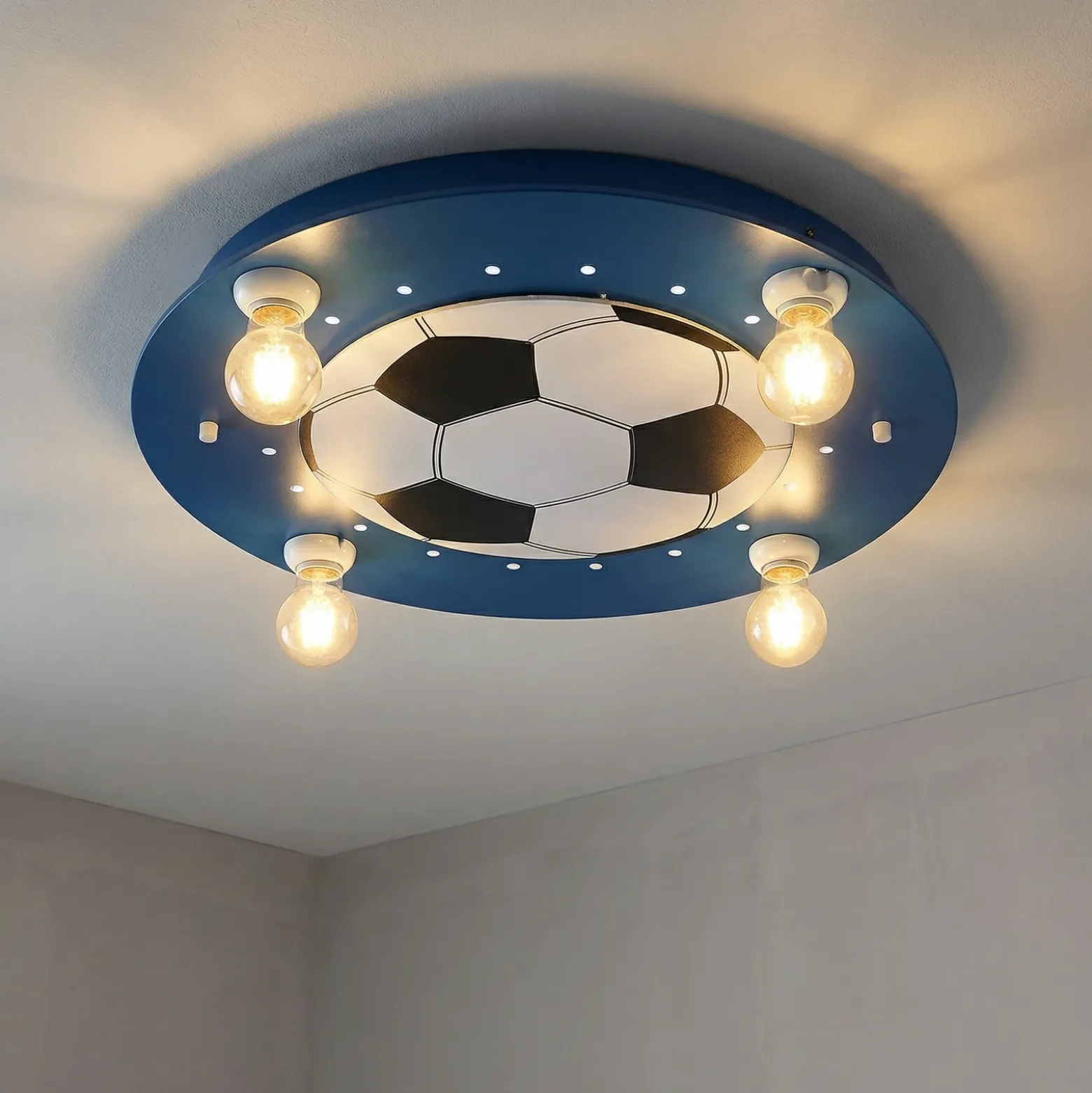 Plafón Fútbol, 4 luces azul oscuro-blanco