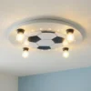 Plafón Fútbol, 4 luces, plata-blanco