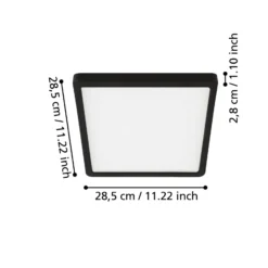 Plafón Fueva 5 IP44 negro 3.000 K 28x28cm