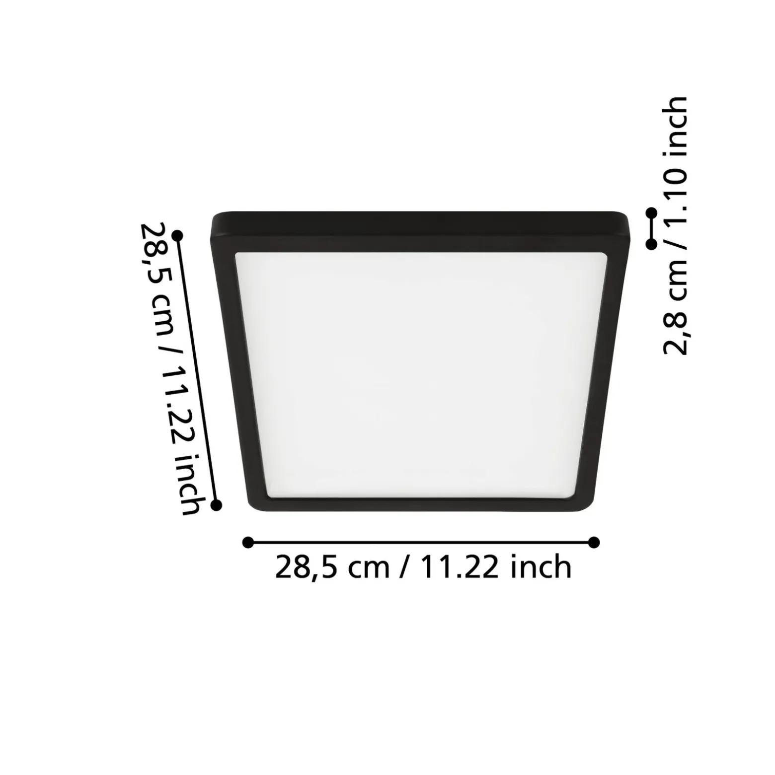 Plafón Fueva 5 IP44 negro 3.000 K 28x28cm