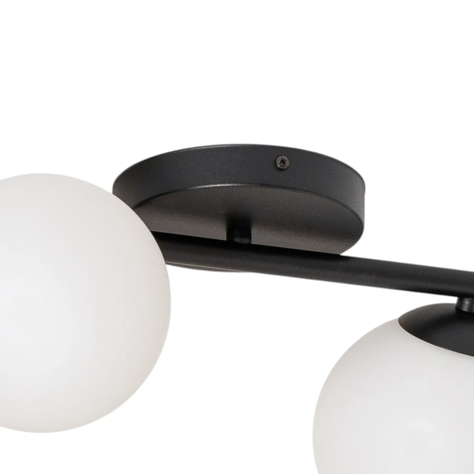 Plafón Glassy, 4 luces, lineal, negro/ópalo