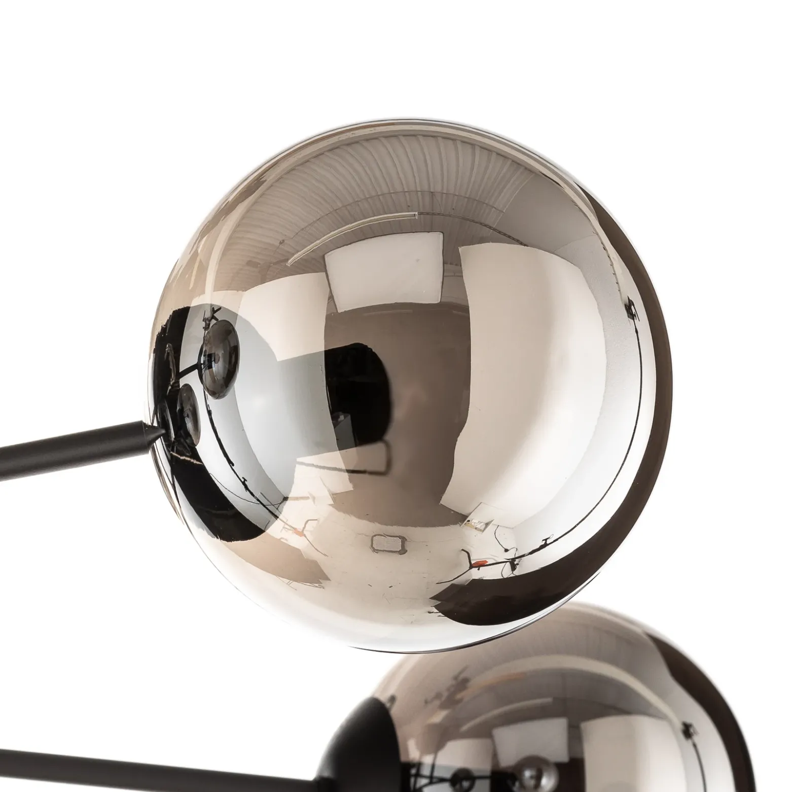 Plafón Glassy, negro, grafito, cristal, 6 luces, E14