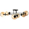 Plafón Glassy, negro, ámbar, cristal, 6 luces, E14