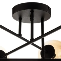 Plafón Glassy, negro, ámbar, cristal, 6 luces, E14
