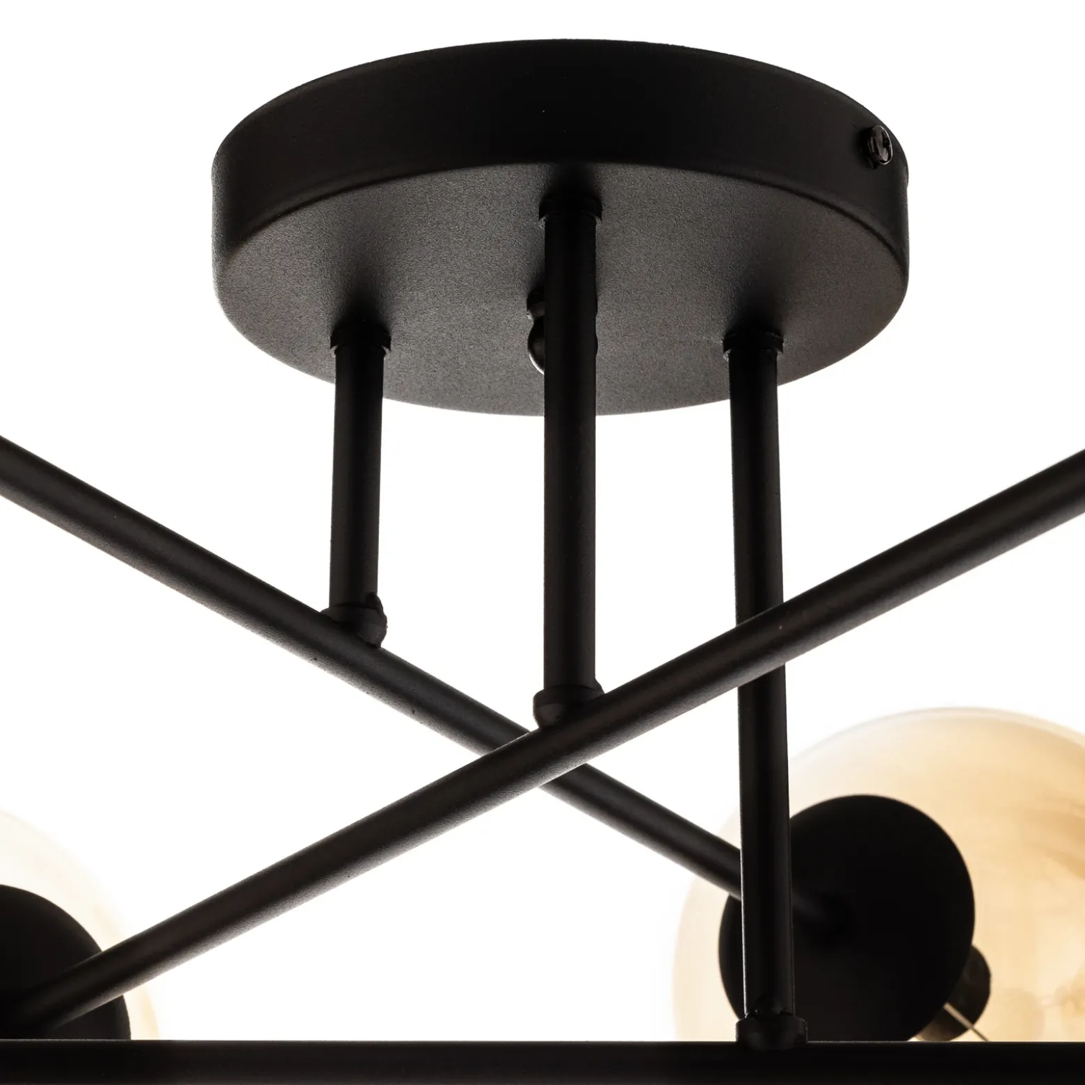 Plafón Glassy, negro, ámbar, cristal, 6 luces, E14