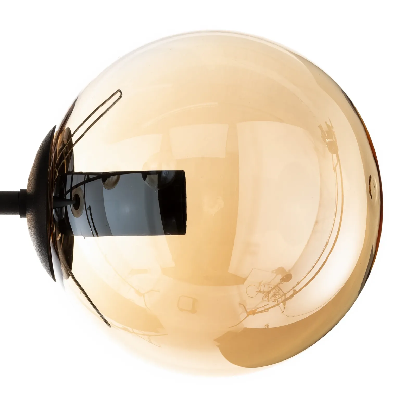 Plafón Glassy, negro, ámbar, cristal, 6 luces, E14
