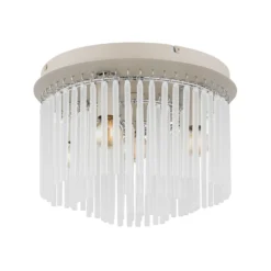 Plafón Gorley, blanco/arena, cristal, Ø 32 cm, 5 luces, E14