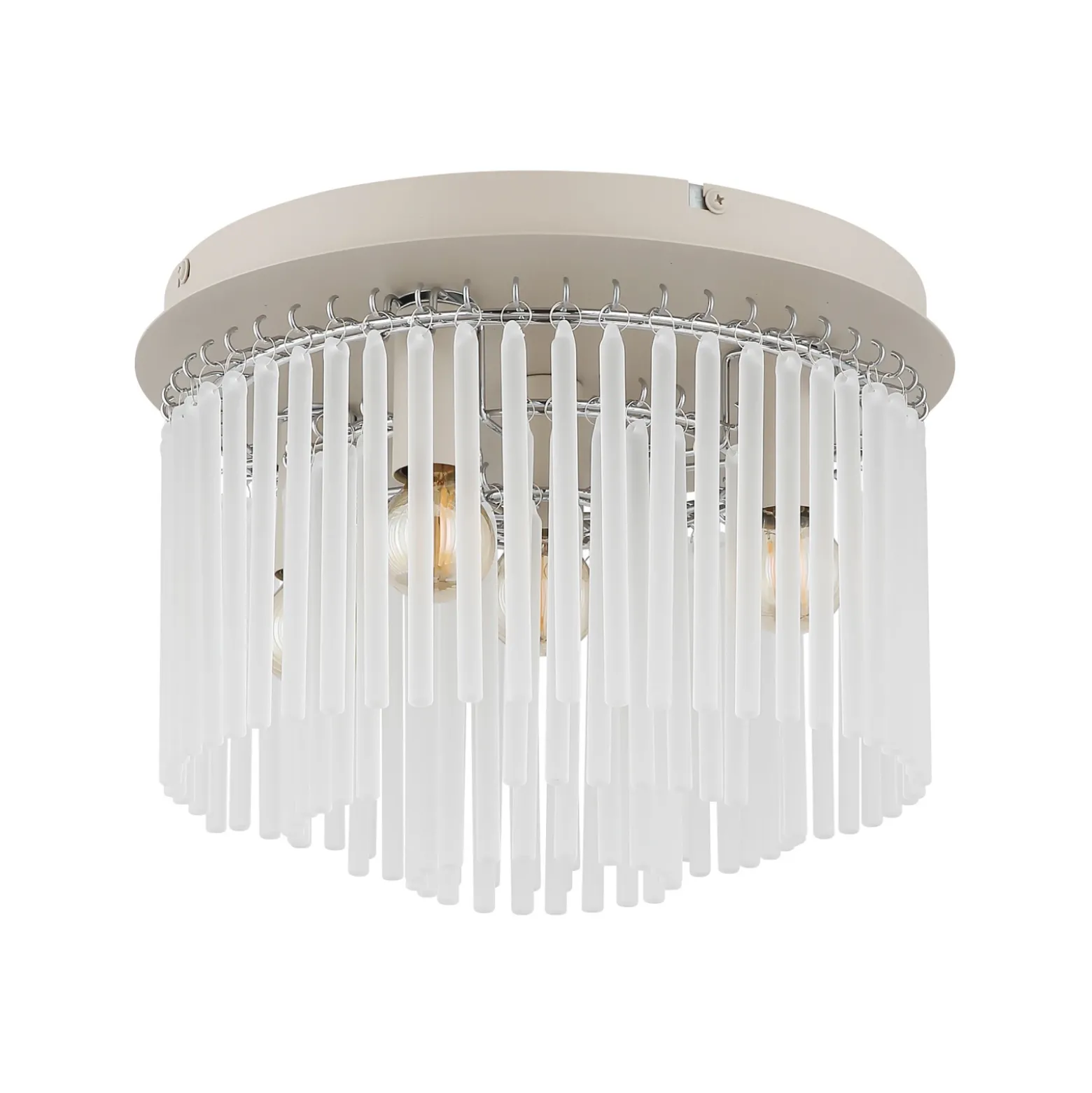 Plafón Gorley, blanco/arena, cristal, Ø 32 cm, 5 luces, E14