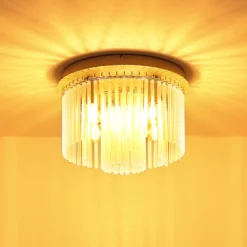 Plafón Gorley, blanco/arena, cristal, Ø 32 cm, 5 luces, E14