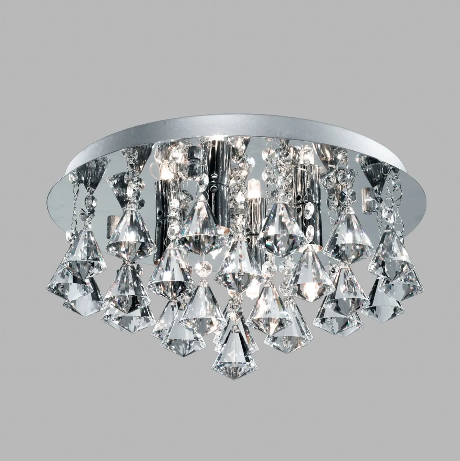 Plafón Hanna, redondo, IP44, 38cm, cromo Pyramid