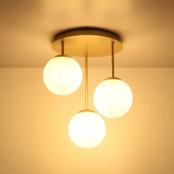 Plafón Harmon, beige/blanco, cristal, Ø 34 cm, E14