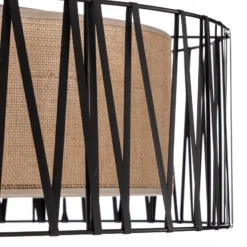 Plafón Harmony, negro, Jute natural, Ø 72 cm