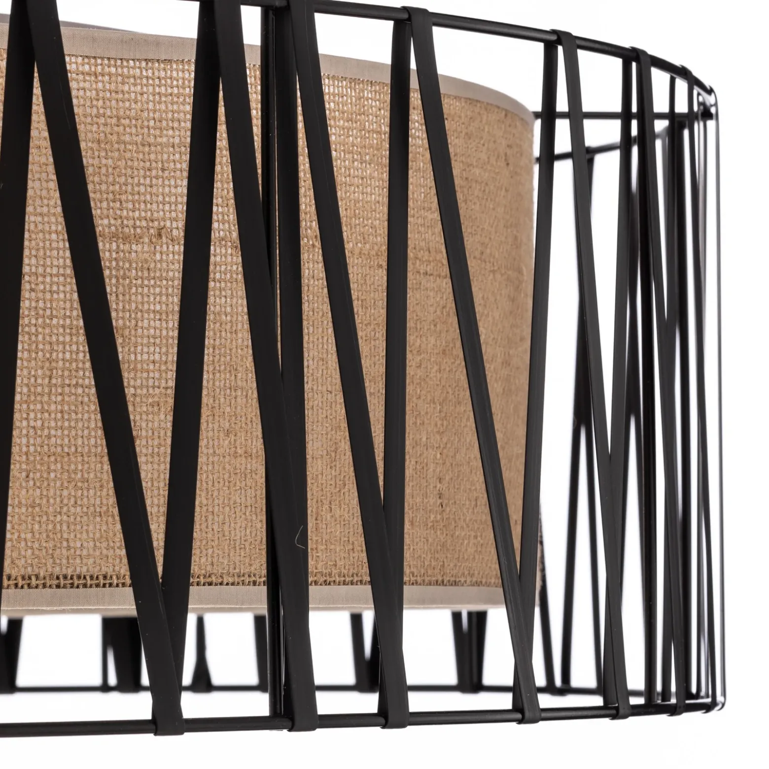 Plafón Harmony, negro, Jute natural, Ø 72 cm