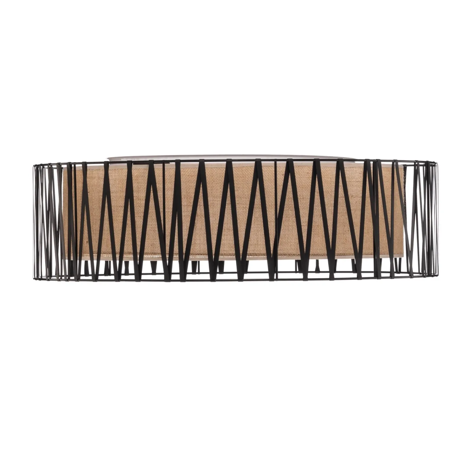 Plafón Harmony, negro, Jute natural, Ø 72 cm
