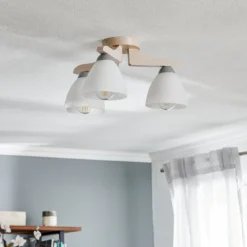 Plafón Haro, haya blanca/blanca, 3 luces