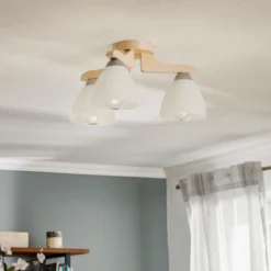 Plafón Haro, haya blanca/blanca, 3 luces