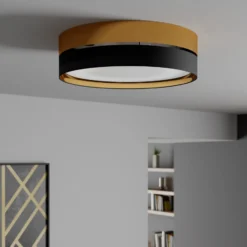 Plafón Hilton, negro/dorado, Ø 60 cm
