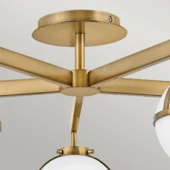 Plafón Hollis, 5 luces latón/opalino