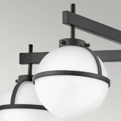 Plafón Hollis, 5 luces, negro/opalino