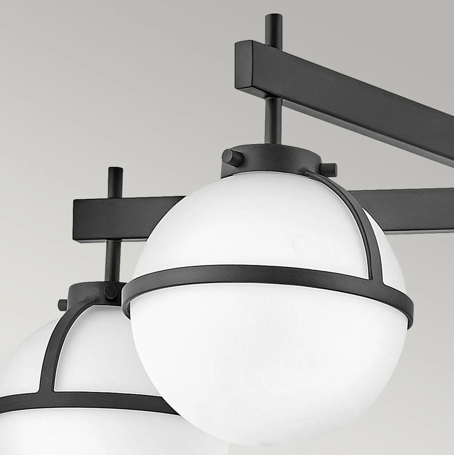 Plafón Hollis, 5 luces, negro/opalino