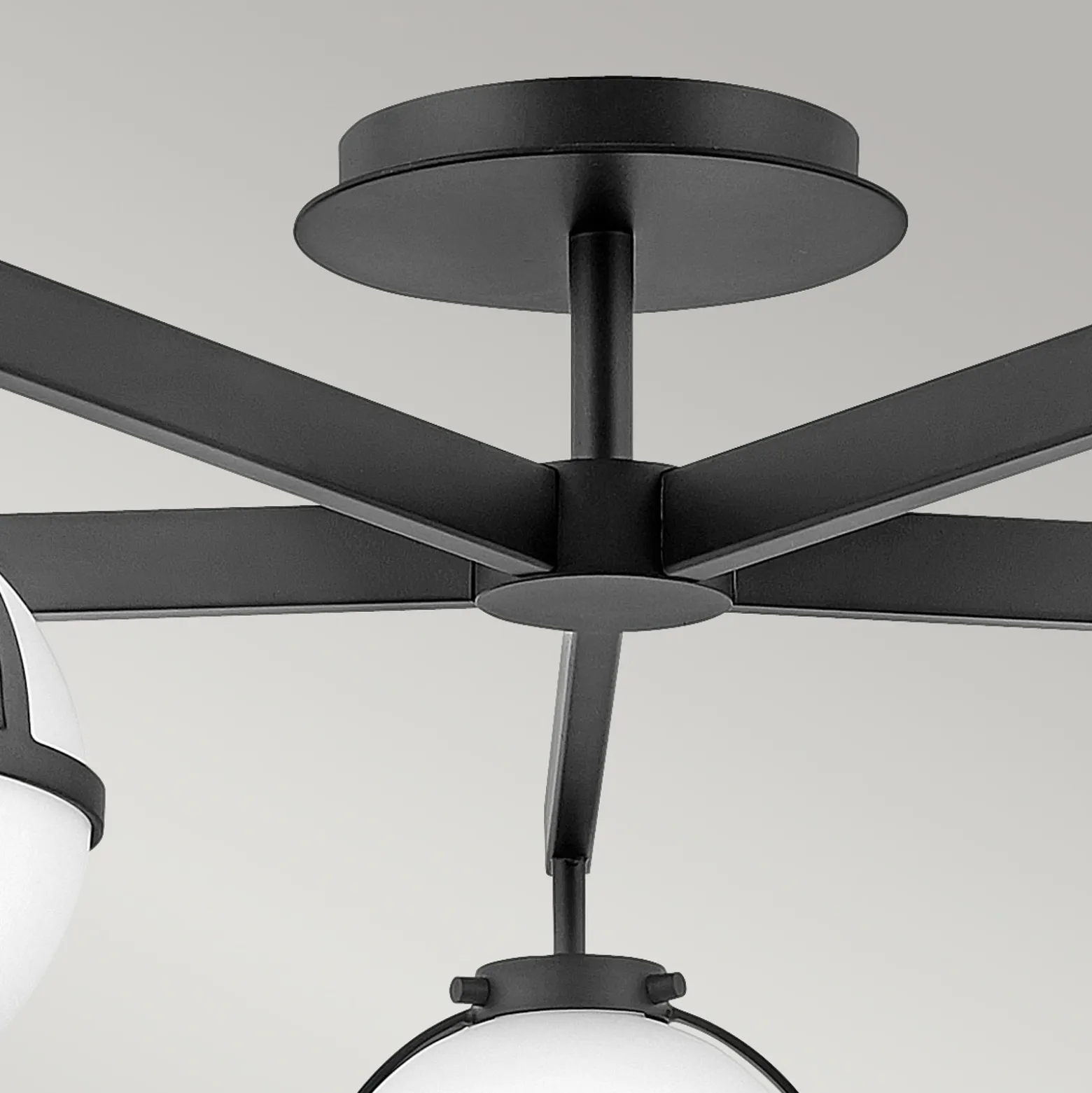 Plafón Hollis, 5 luces, negro/opalino