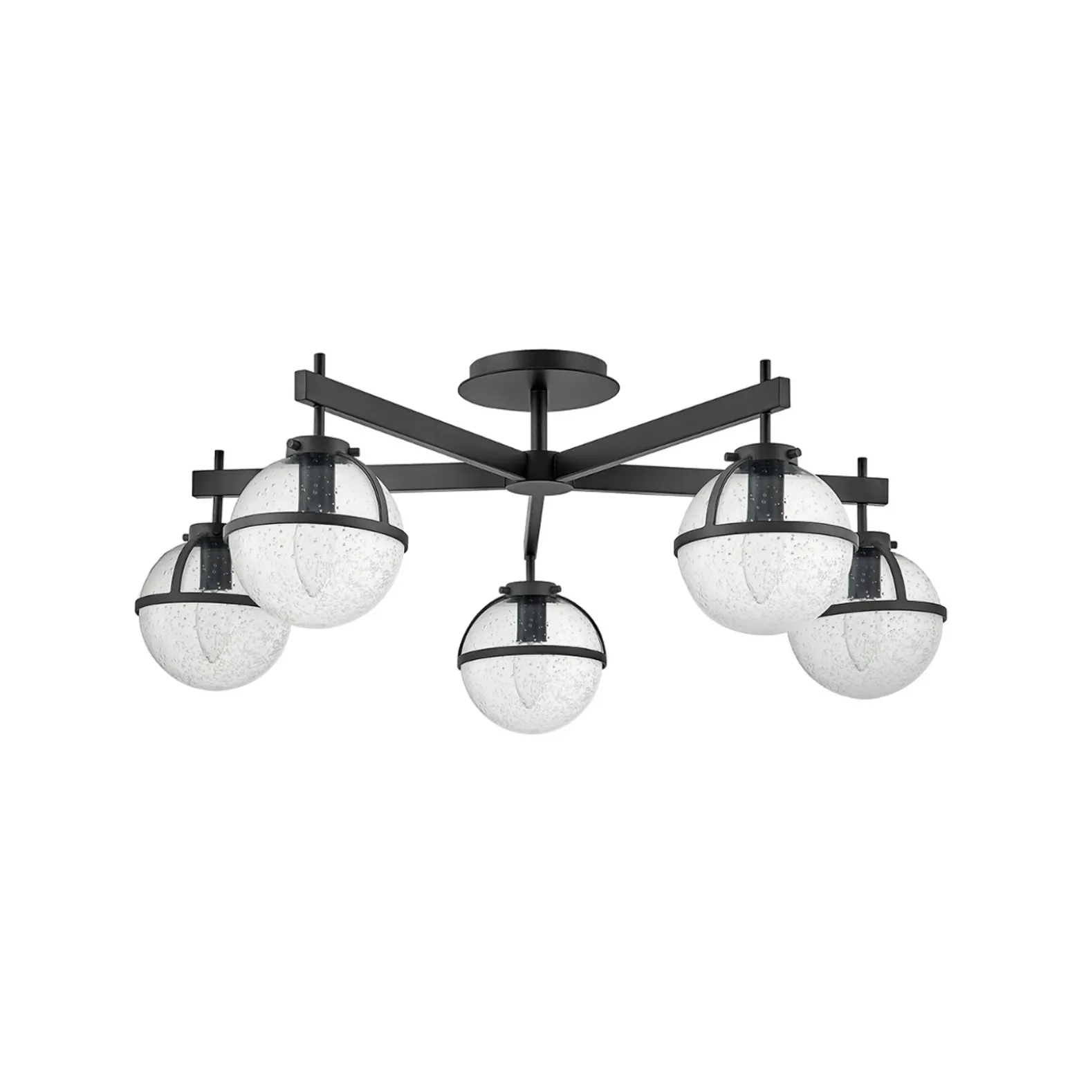 Plafón Hollis, 5 luces, negro/transparente